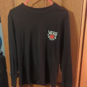 Vans Black Long Sleeve Shirt with Rose Logo